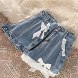SHOPMOCHO Blue High Waist Denim Shorts for Women Youthful Cheap Classic Stretchy Kpop Japanese 2000s Style Hot XL Short Jean Pants Woman