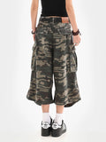 SHOPMOCHO Summer Women Tomboy Camouflage Japanese Abi Jorts Jean Y2K 2000s Aesthetic Capri Pants Harajuku Denim High Street Goblin Core