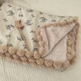 SHOPMOCHO Warm Winter Baby Blanket Pompom Blush Sprigs and Blooms Minky Blanket Floral Baby Blanket Quilt Bedding Cover 90*130cm