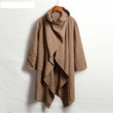 Shopmocho New  Personality Fashion Retro Men's Long Irregular Cape Mens Shirts Leisure Holiday Beach Cotton and Linen Men's Cape Coa