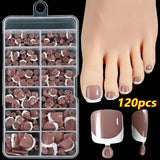 SHOPMOCHO 120Pcs Pink French Short Square Fake Nails 12-Sizes Full Cover Press On Nails Wearable Detachable Finished False Fingertips *TD