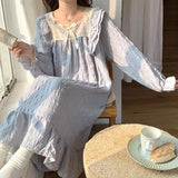 SHOPMOCHO Long-Sleeved Harajuku Style Nightgown Women's Pajamas Lace Sweet Cute Nightdress Spring Summer 2026 New Square Collar Home Wear