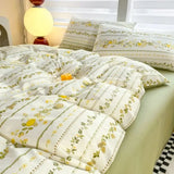 SHOPMOCHO Green Floral Bedding Set Ins Fashion Twin Full Queen Size Duvet Cover No Filler Flat Sheet Pillowcase Girl Home Totel Bed Linens