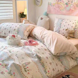 SHOPMOCHO Green Floral Bedding Set Ins Fashion Twin Full Queen Size Duvet Cover No Filler Flat Sheet Pillowcase Girl Home Totel Bed Linens