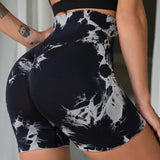 SHOPMOCHO-Summer Women High Waist Butt Lift Shorts Legging Seamless Leggings Fashion Tie Dye Shorts Gym Workout Running Pants