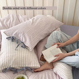 SHOPMOCHO Double Sided Stripes Bow Pillow Cases 48x74cm Soft Comfortable Covers Cotton Pillow Cover Pillow Sham Beds Home Decoration gifts