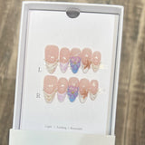 Shopmocho 10pcs French Almond Press on Nails Flower False Nails Wearable Stick-on Nails Fake Nail Uñas Postizas Mujer Накладные Ногти 네일팁