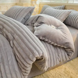 SHOPMOCHO 150x200cm Solid Color Plush Duvet Cover AB Style Double-sided Velvet Quilt Cover Winter Keep Warm Thickening Bedding Article