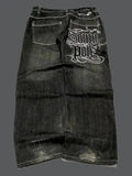 SHOPMOCHO American Y2K New Pattern Embroidery Baggy Jeans Men High Street Vintage Hip Hop Fashion Casual Joker Couple Wide-leg Pants
