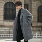 SHOPMOCHO 2025 Fall Winter New Double Faced Wool Overcoat Men Loose Collar High End Men Outerwear Mid Long Length Fashion Coat Blend Mens