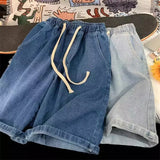 Shopmocho 2025 New Korean Style Vintage Men's Jeans Summer Loose Male Wide Leg Knee Length Shorts New Washed Fashion Short Denim Pants