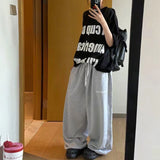 SHOPMOCHO Y2k American Retro Black Hip-Hop Sweatpants Women Casual Oversized Streetwear Baggy Loose High Waist Wide-Leg Jogging Pants