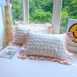 SHOPMOCHO 3pcs Korean lace Bedding set seersucker Duvet Cover Set (1*Duvet Cover + 2*Pillowcase, Without Core)for bedroom guest room