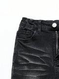 SHOPMOCHO 1 Piece of Men's Four-Season Snowflake Washed Fashion Jeans, Stretch Slim Fit Light Gray Dark Black Casual Denim Pants, Normcore and Fashionable, Suitable for Everyday Wear