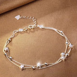 SHOPMOCHO Niche Design Star Chain Tassel Bracelet for Women Fantasy Blue Crystal Beads Elastic Rope Bracelet Best Friend Jewelry Gifts