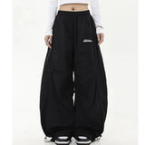 Shopmocho Retro Y2K Hip Hop Streetwear Casual Chic Matching Sweatpant Oversize Women's Wide Leg Pant Low Waist Drawstring Lady Cargo Pants