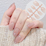 SHOPMOCHO 150Pcs Gradient Nude Short Almond Fake Nails XS/S/M Size Glossy Full Cover Press On Nail for Women Daily Wear False Fingertips