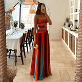 Shopmocho Tie-dye Gradient Hollow Out Women's Maxi Dress Elegant Off Shoulder A-line Hem Long Dresses New Summer 2025 Holiday Female Robes
