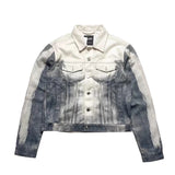SHOPMOCHO Striped Gradient Abs Digital Print Short Denim Jacket 2026 Tide Trendy Men's Spring Autumn Loose Causal Lapel Y2K Coat