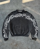 SHOPMOCHO Divin Washed Cotton Printed Long Sleeve T Shirt Men Cool Street Wear Oversized T shirt Y2K Dark HipHop Punk Vintage Washed Shirt