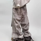 Shopmocho Hip-hop street clothing wasteland style tie-dye ripped jeans men 2025 autumn and winter new American retro baggy wide-leg pants