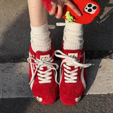 SHOPMOCHO Red Apple Training Shoes Women's Soft Bottom Lightweight and Comfortable Forrest Gump Shoes Sports and Leisure Board Shoes
