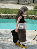 SHOPMOCHO Girl Pants 2025 Summer New Childrens Clothing Korean Style Girl Baby Retro Leopard Print Wide Leg Cargo Pants Casual Daily