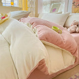 SHOPMOCHO Simple Milk Fleece Warm Autumn Winter Duvet Cover Set 220x240 Soft Fluffy Queen Bedding Set Plush Warmth Blanket Cover Sets Cozy
