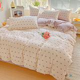 SHOPMOCHO American Pastoral Floral Printed Bedding Set Soft Skin-Friendly Double King Size Duvet Cover Set with Flat Sheet and Pillowcases