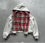 SHOPMOCHO Korean Yellow Plaid Double-Sided Zipper Black Sweatshirt Hoodie Men And Women American Retro Fashion Casual Loose Jacket