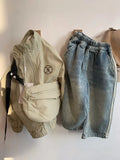 Shopmocho 2025 New Spring Boys Children's Denim Overalls Autumn Loose Casual Pants Girls Wide Leg Jeans  Kids Straight Denim Trousers