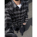 SHOPMOCHO Starry Shirt men fashion New long sleeve shirts grid loose  Stage performance costumes high quality Star shirt