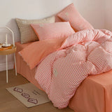 SHOPMOCHO Japan Style Plaid Queen Duvet Cover Set 220x240 High-quality Soft Skin-friendly Bedding Set King Size Quilt Cover Pillowcases