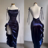 SHOPMOCHO-2025 Europe and America Sleeveless Backless Bodycon Dress Women Summer High Fork Party Club Evening Dresses Streetwear Sundress