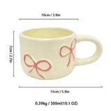 Shopmocho Bow mug girls high value home breakfast cup office ceramic cup niche water cup couple cup