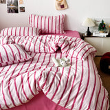 SHOPMOCHO Pink Striped Duvet Cover Single/Full/Queen Size housse de couette Comfortable Quilt Cover for Adults fundas nordicas cama 150