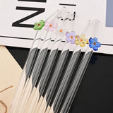 Shopmocho 5Pcs 8mm Glass Straw Reusable Drinking Straws Cute Flower Heat-Resistant Straw For Festival Party Wedding Cocktail Bar Beachs