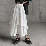 SHOPMOCHO Women Skirts Gothic Irregular Skirts Pants Women High Waist White Black Long Skirts Female Pleated Skirts Culottes Women Clothes