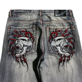 SHOPMOCHO Streetwear Retro Jeans Y2k Gothic Pattern Embroidered Brown Loose Jeans Mens and Womens Fashionable Straight Leg Wide Leg Jeans