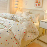 SHOPMOCHO Queen Bedding Set Reactive Printed Bed Sheet Sets Washed Polyester Soft Duvet Cover Bed Sheet Pillowcase Cartoon Bedding Bed Set