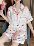 SHOPMOCHO Women's 2pcs Cute Print Short Sleeve Button Top and Shorts Pink Sleepwear Soft Comfy Homewear Casual Loungewear Pajama Set