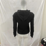 SHOPMOCHO Y2K New Emo Fashion Rivet Zipper Hoodie Women Harajuku Black Oversized Hoodie Gothic Retro Classic Sweatshirt Winter Clothing