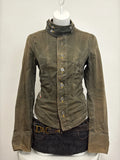 SHOPMOCHO Y2K American Retro Motorcycle Coat Gothic Military Green Jacket Lace Up Design Casual Harajuku Stand Collar Zipper Denim Jacket