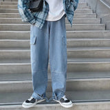 SHOPMOCHO Cargo jeans Men Loose Straight Baggy Men's Jeans Mopping pants hip hop Streetwear Skateboard Neutral denim Wide Leg Denim pants