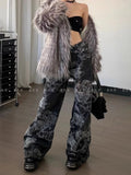 SHOPMOCHO Women Black Gothic Dragon Print Jeans Baggy Vintage Aesthetic Cowboy Pants Harajuku Denim Trousers Y2k Trashy 2000s Clothes 2026