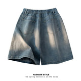 SHOPMOCHO Men's Denim Shorts Distressed Ripped Torn Hole Summer Street Urban Fashion Essential Classic Comfortable Breathable Jorts