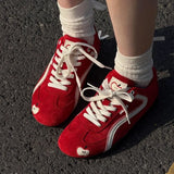 SHOPMOCHO Red Apple Training Shoes Women's Soft Bottom Lightweight and Comfortable Forrest Gump Shoes Sports and Leisure Board Shoes