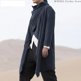 Shopmocho New  Personality Fashion Retro Men's Long Irregular Cape Mens Shirts Leisure Holiday Beach Cotton and Linen Men's Cape Coa