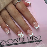 Shopmocho 24Pcs Brown Plaid Press on Nails French Bow Spring False Nail Medium Almond Fashion Atmosphere Wearable Nail for Women&Girl