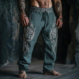 Shopmocho Men's retro Viking Celtic art knot 3D printed casual pants drawstring straight leg pants summer beach pants
